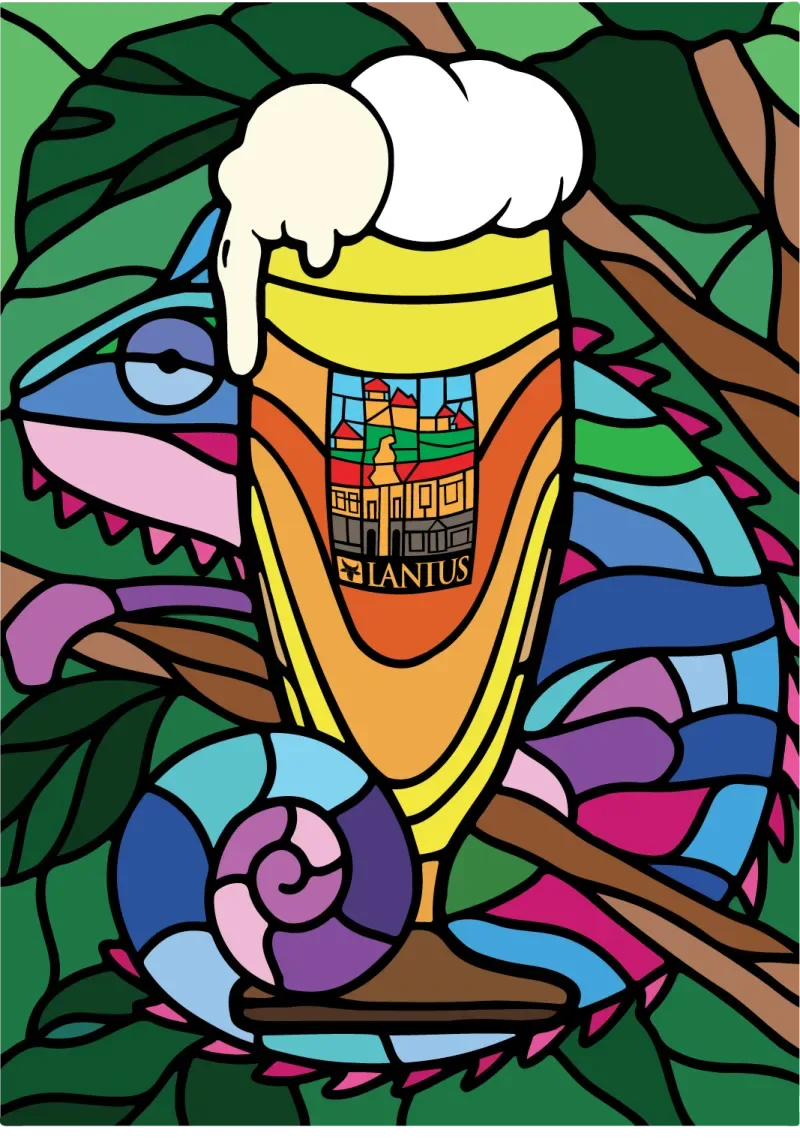 Vitrážová etiketa piva Mosaic IPA 13°