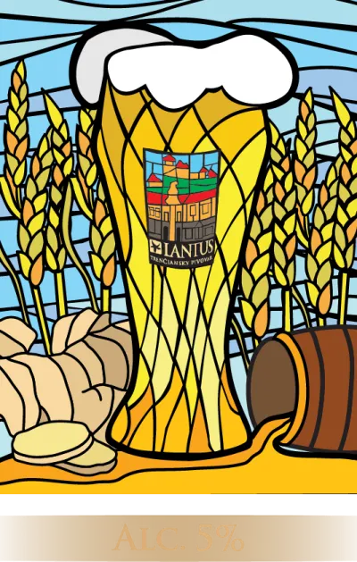 Etiketa piva Weizenbier med a zázvor 13°